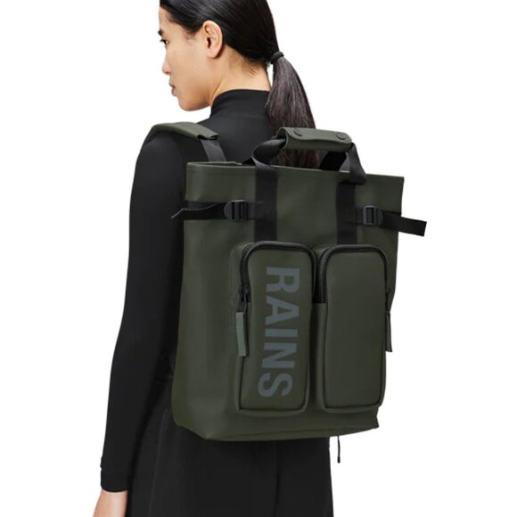 RAINS Texel Synthetic Army Olive Green Everyday Travel Backpack - Unisex main image 14
